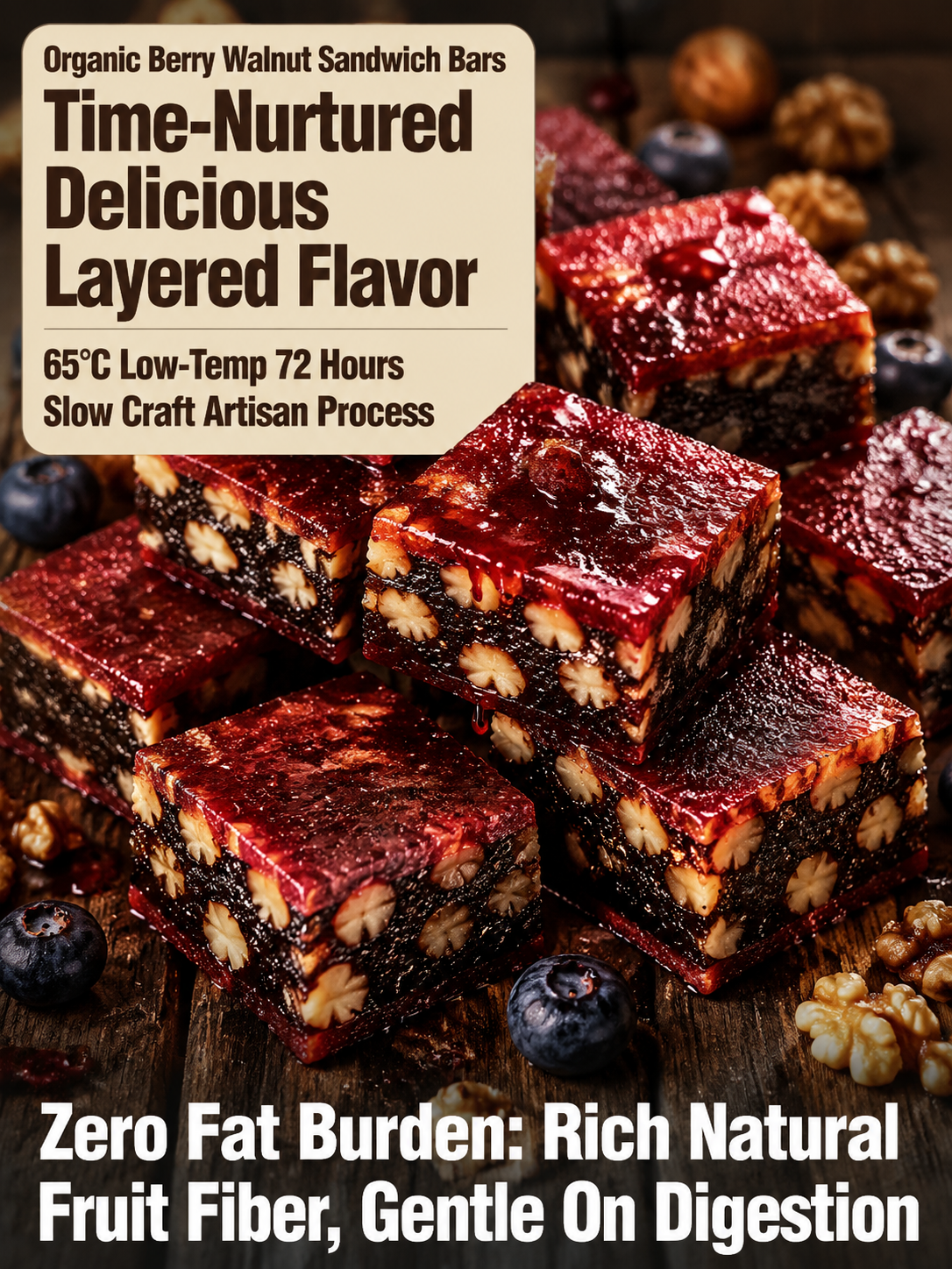 Blueberry Walnut Hawthorn Bites, No Added Sugar
