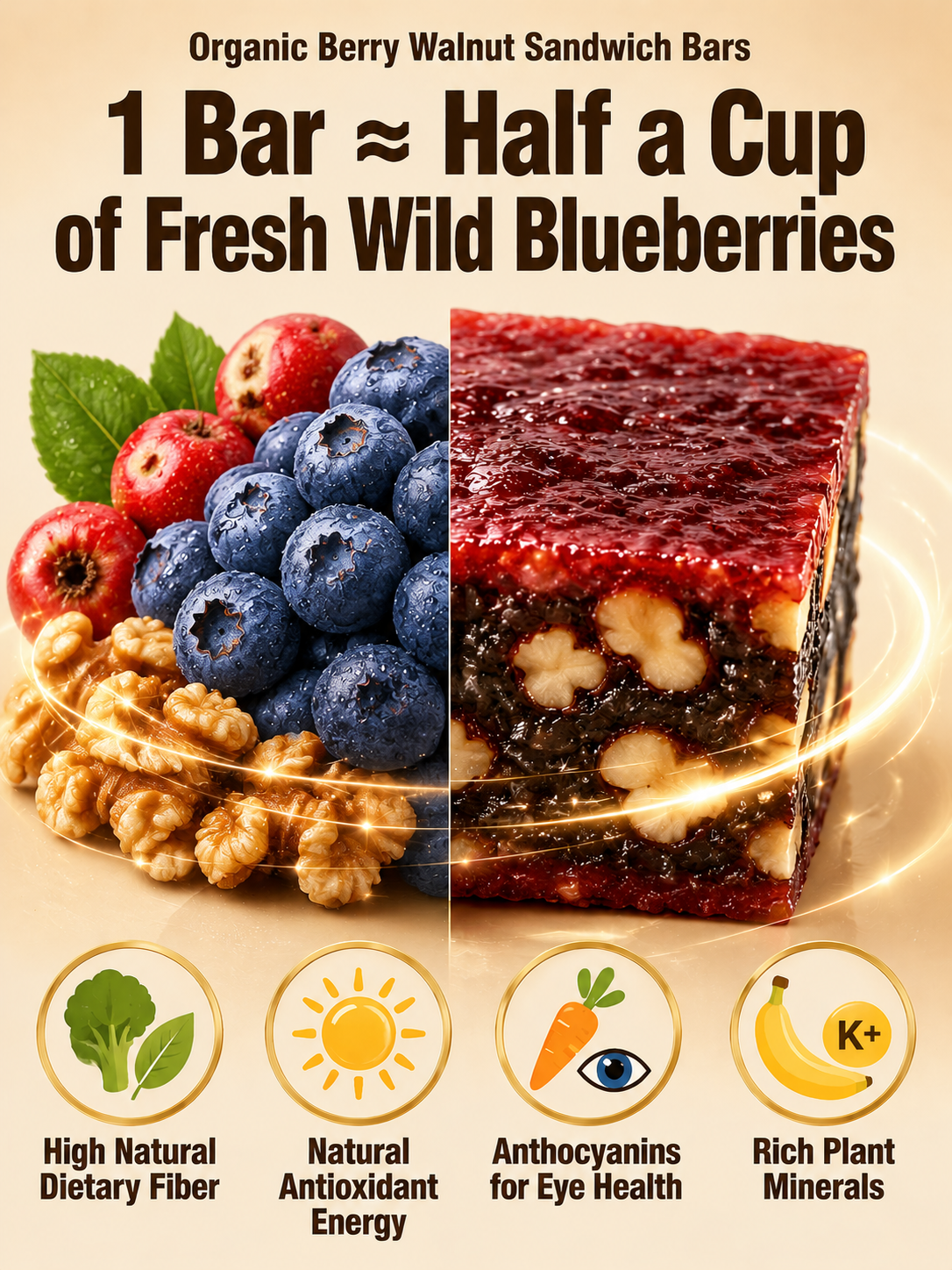 Blueberry Walnut Hawthorn Bites, No Added Sugar