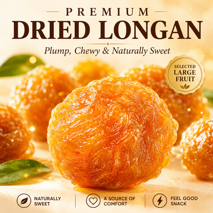 🌿 Seedless Dried Longan Pulp – Naturally Sun-Dried, Ready-to-Eat Herbal Snack for Tea, Soup & Qi-Blood Wellness Support