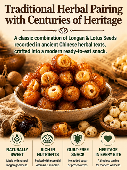 Longan Wrapped Lotus Seeds. Natural Ready-to-Eat Dried Fruit Snack for HeaIth & Relaxation