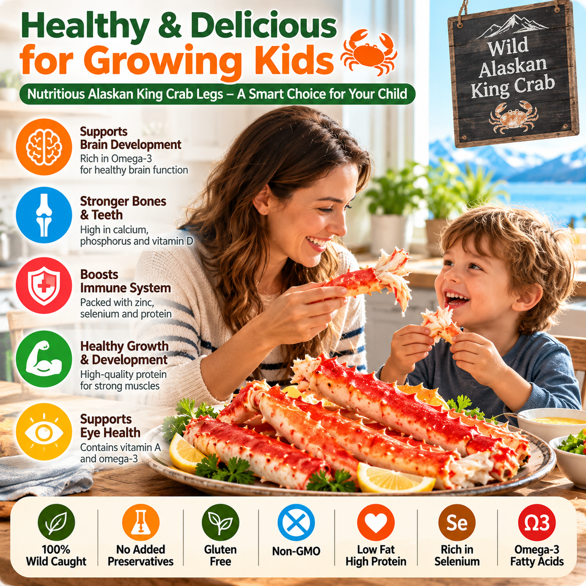 Colossal Alaskan King Crab Legs from Bering Sea, Premium Frozen Gourmet Seafood--G$