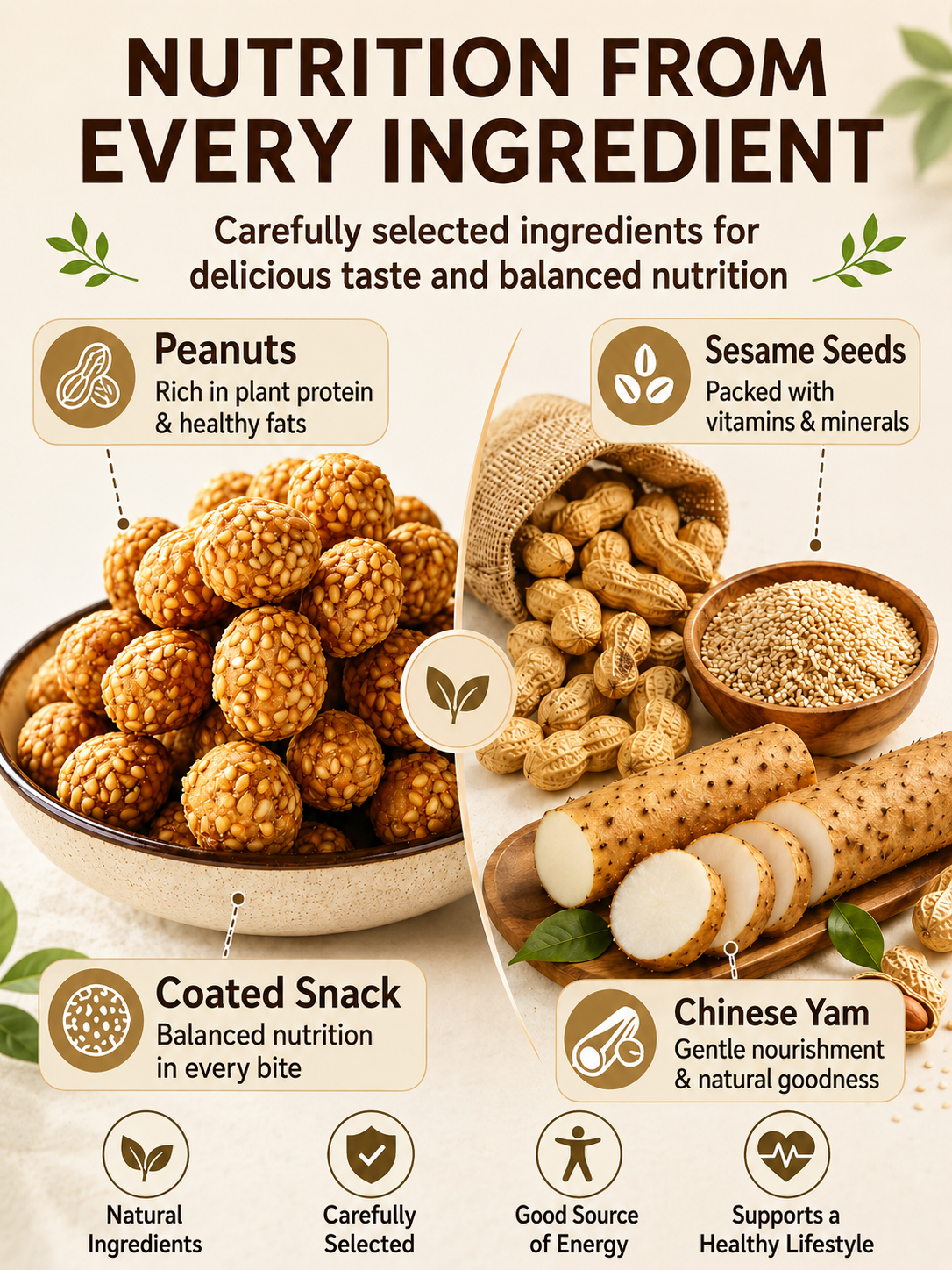 Sesame Coated Yam Peanuts. Original Flavor