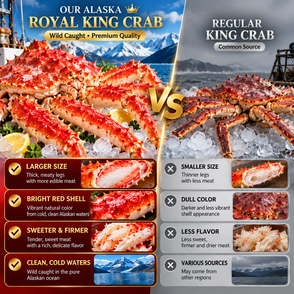 Colossal Alaskan King Crab Legs from Bering Sea, Premium Frozen Gourmet Seafood--G$