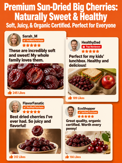 🍒Dried Sour Cherry Snacks, Natural Pitted Fruit Treats