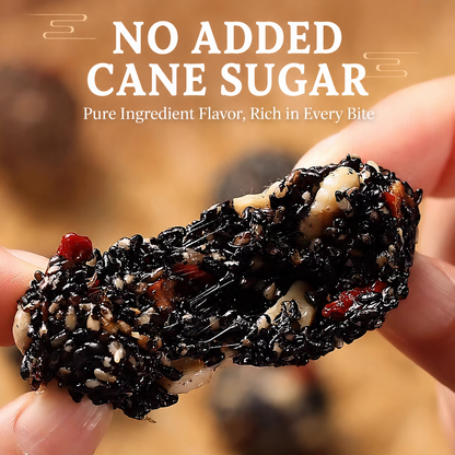 Intangible Heritage 5-Treasure Black Sesame Balls – Nine-Steamed & Nine-Sun-Dried Traditional Craft & Repair Damaged Hair&Promote Sleep.