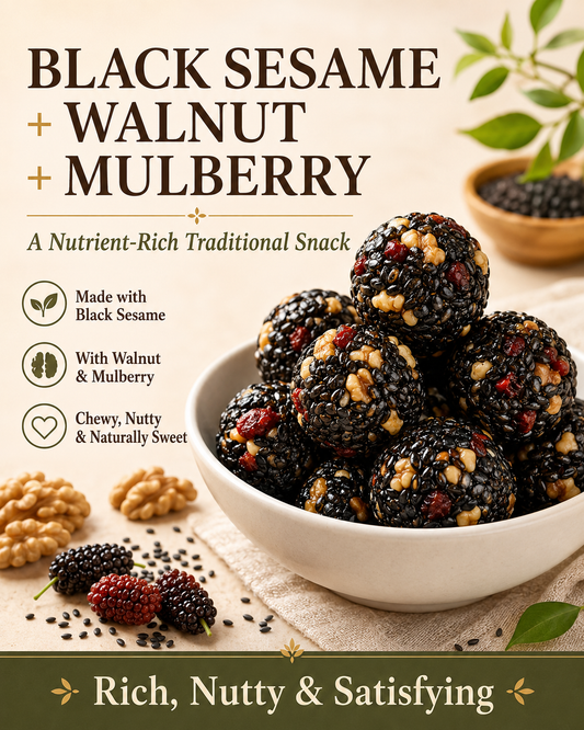 Intangible Heritage 5-Treasure Black Sesame Balls – Nine-Steamed & Nine-Sun-Dried Traditional Craft & Repair Damaged Hair&Promote Sleep